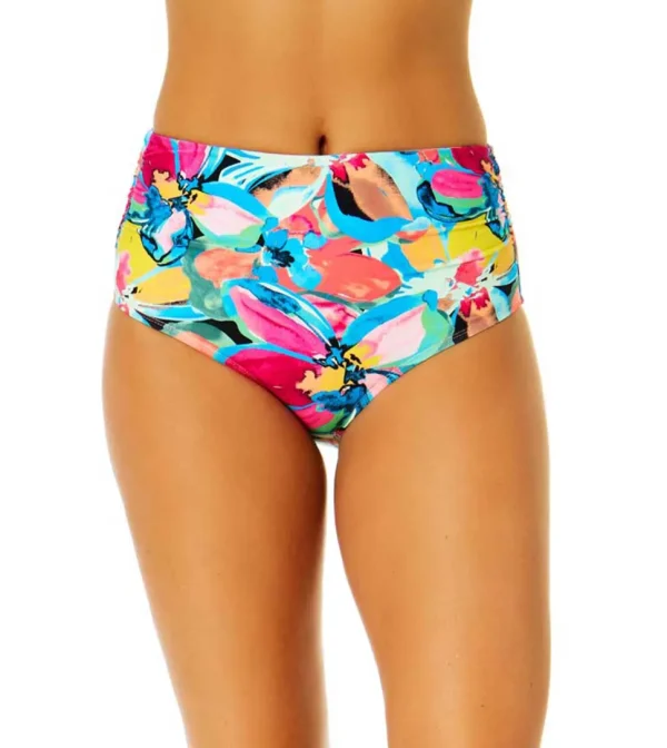 Anne Cole: Amalfi Floral Shirred High Waist Bikini Bottom
