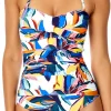 Anne Cole: One Piece Riviera Floral Twist Front Shiired Bandeau