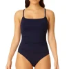 Anne Cole: One Piece Solid Shirred Lingerie Maillot