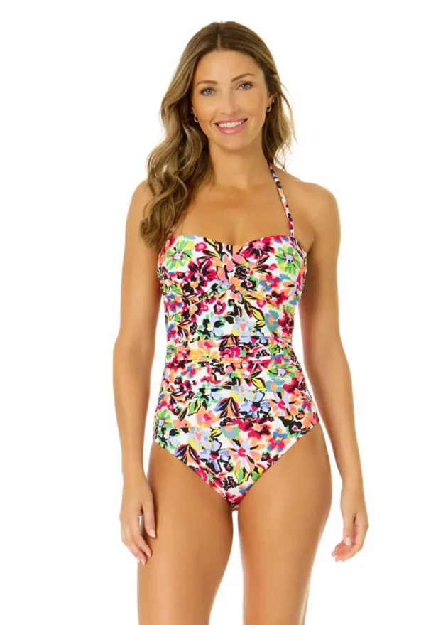 Anne Cole: One Piece Sun Blossom Twist Front Bandeau Swimsuit
