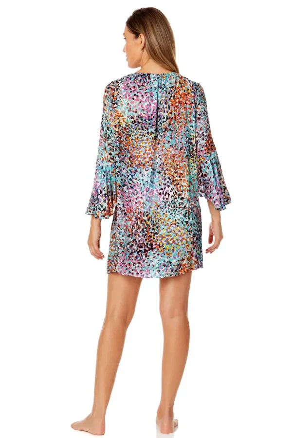 Anne Cole: Sunset Dot Bell Sleeve Tunic Cover Up