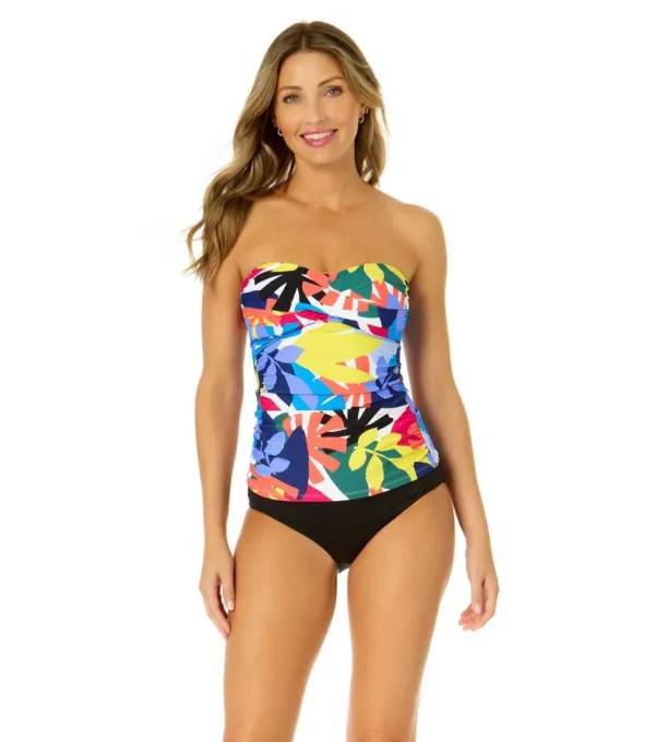 Anne Cole: Tropic Stamp Twist Front Bandeaukini Top