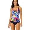 Anne Cole: Tropic Stamp Underwire Surplice Tankini Top