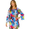 Anne Cole: Tropic Stamp V-Neck Tunic Cover Up