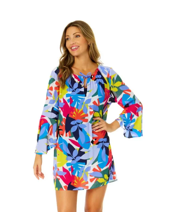 Anne Cole: Tropic Stamp V-Neck Tunic Cover Up