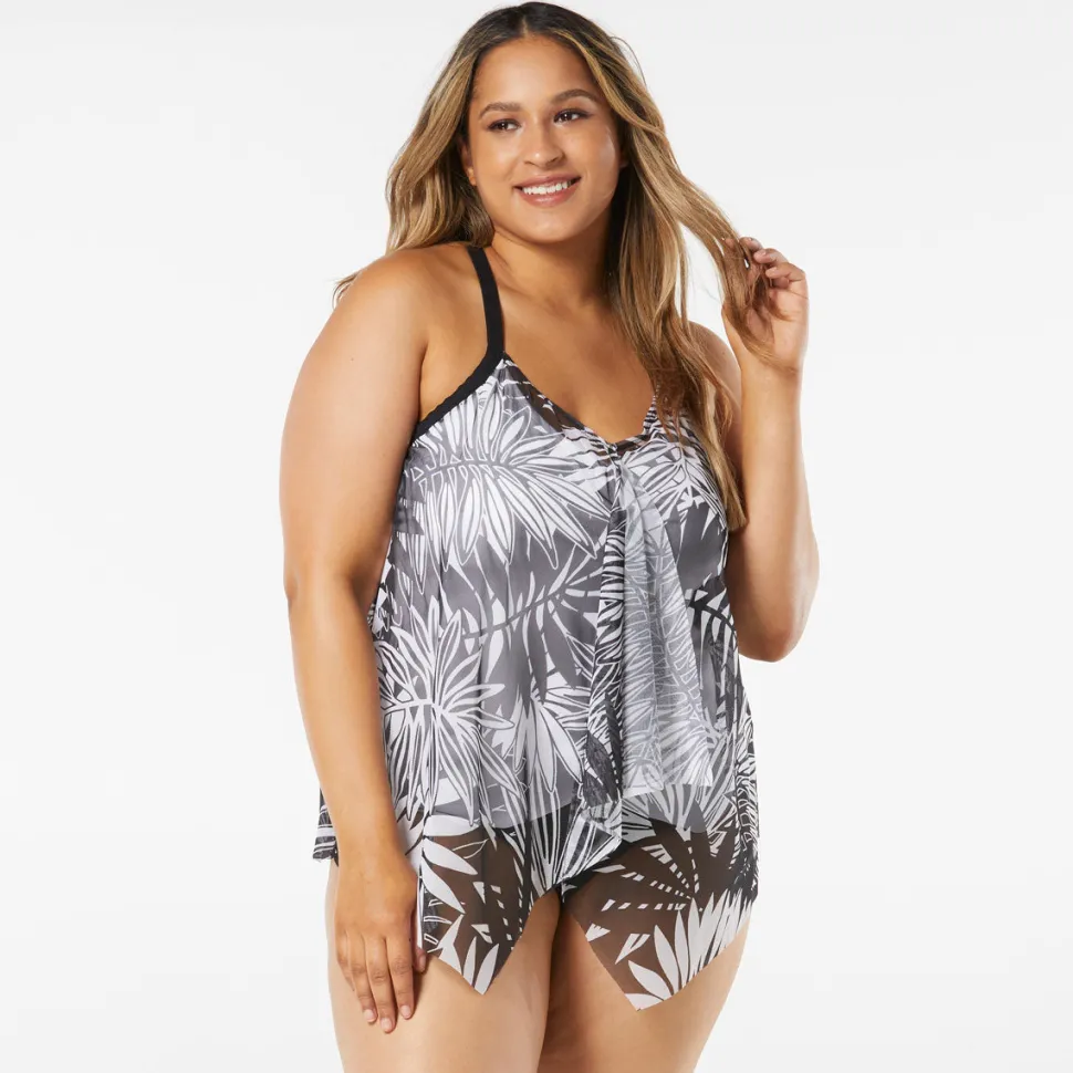beach_house_plus_abstract_0-1.webp Beach House: Plus Abstract Palm Kerry Mesh Layer Tankini Top