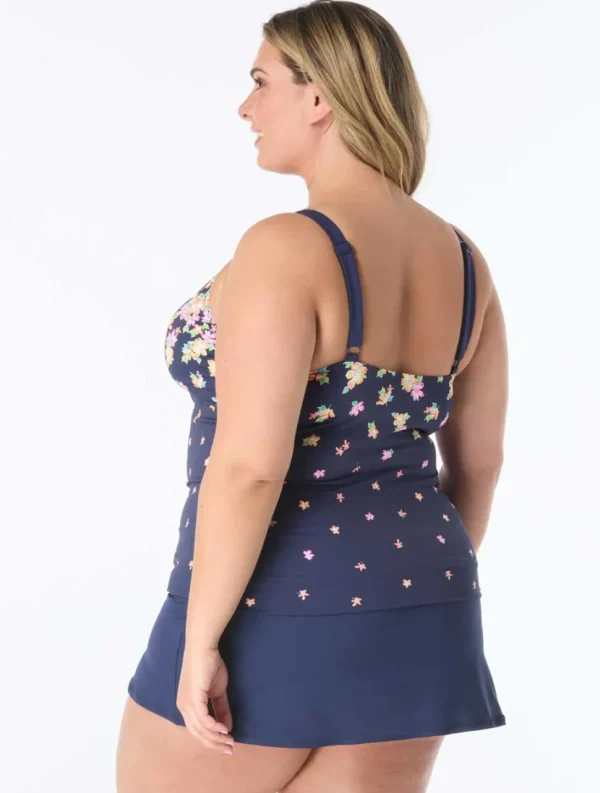 Beach House: Plus Size Floral Rain Jersey Blair High Neck Tankini Top