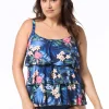 Beach House: Plus Size Monterey Tropical Admiral Jane Ruffle Tiered Ta
