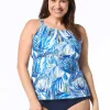 Beach House: Plus Size Pacfic Palm Blair High Neck Tankini Top