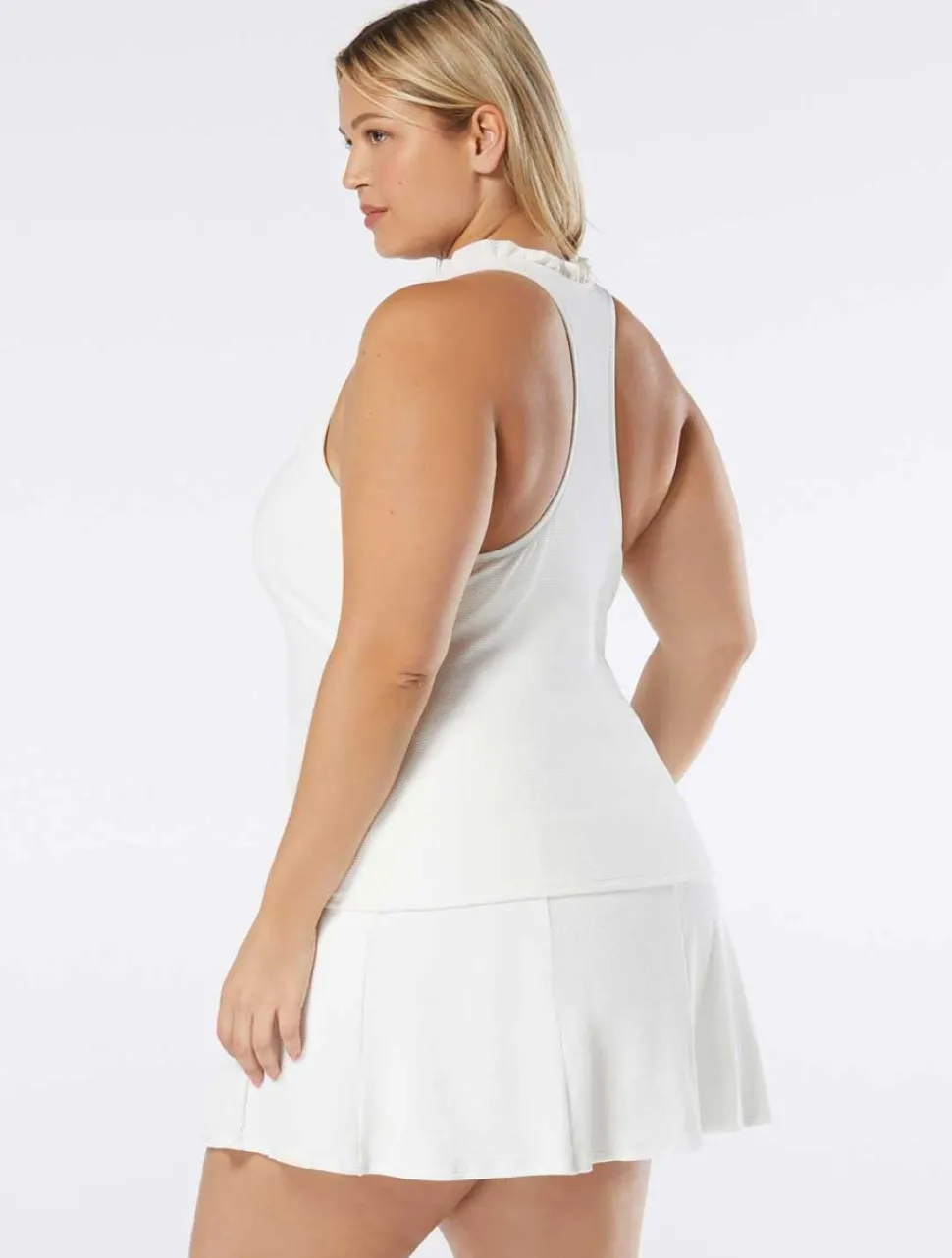 beach_house_plus_size_piq_1.webp Beach House: Plus Size Pique Solid Ruffle Trim Tankini Top