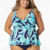 Beach House: Plus Size Seaglass Palm Willow Textured Tankini Top