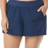 Beach House: Plus Size Solid April Sretch Woven Beach Short