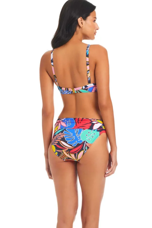 Bleu: Color Field Underwire Tie Front D Cup Bikini Top