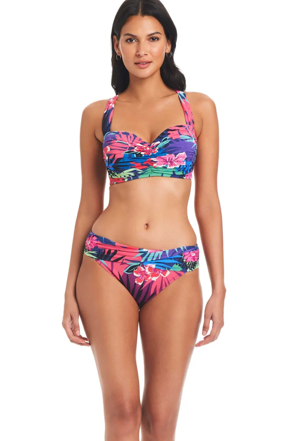 bleu_hawaiian_punch_shirr_0.webp Bleu: Hawaiian Punch Shirred Bandeau Bikini Top
