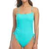 Bleu: One Piece Pique Ole Solid Scoop Neck Swimsuit