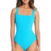 Bleu: One Piece Pucker Up Square Neck Tank Mio Swimsuit