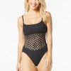 Carmen Marc Valvo: One Piece Solid Crochet Scoop Neck Swimsuit