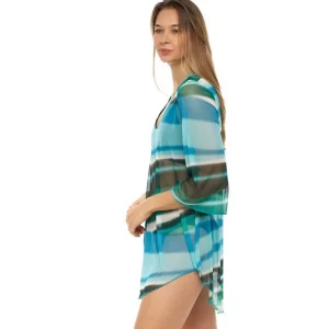 Jordan Taylor: Mesh Abstract Bell Sleeve Tunic