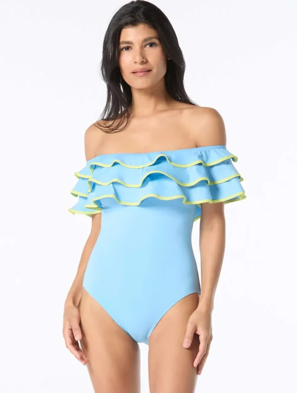 Kate Spade: One Piece Ruffle Off The Shoulder Swimsuit