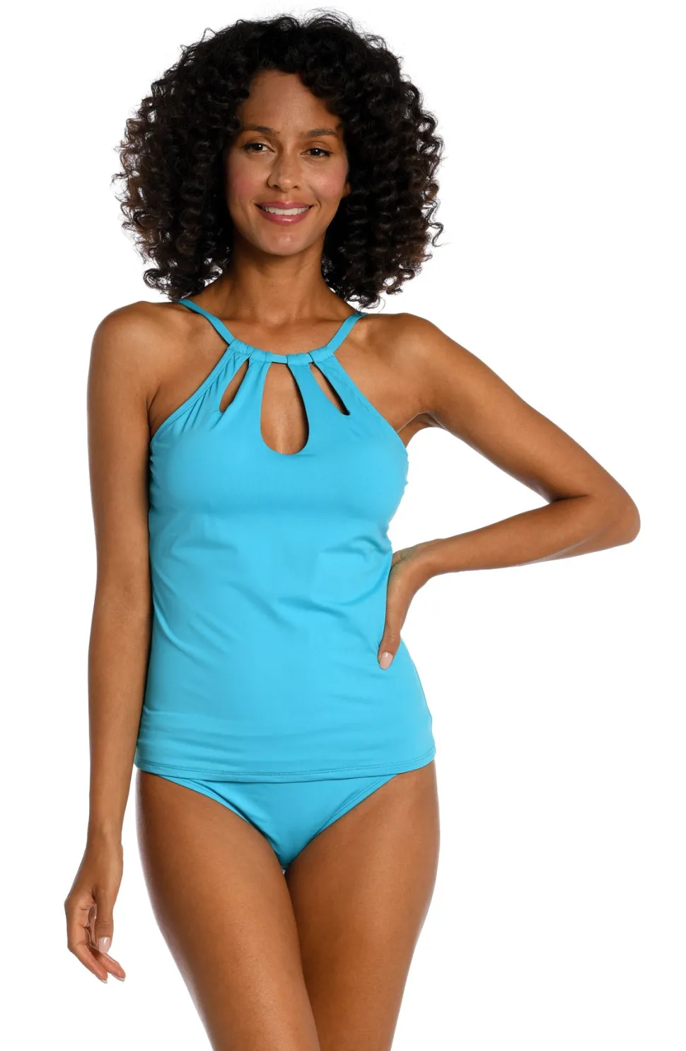 la_blanca_island_goddess__0-1.webp La Blanca: Island Goddess Solid Keyhole High Neck Tankini Top