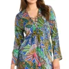 La Blanca: Neon Nights Lace Up V-Neck Tunic