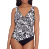 Longitude: One Piece Azteca Ruffle Front Surplice Long Torso Swimsuit