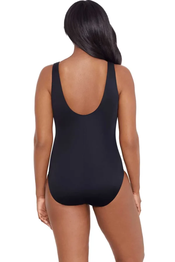 Longitude: One Piece Azteca Ruffle Front Surplice Long Torso Swimsuit