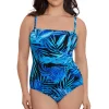 Longitude: One Piece Jungle Boogie Side Shirred Bandeau Long Torso Swi