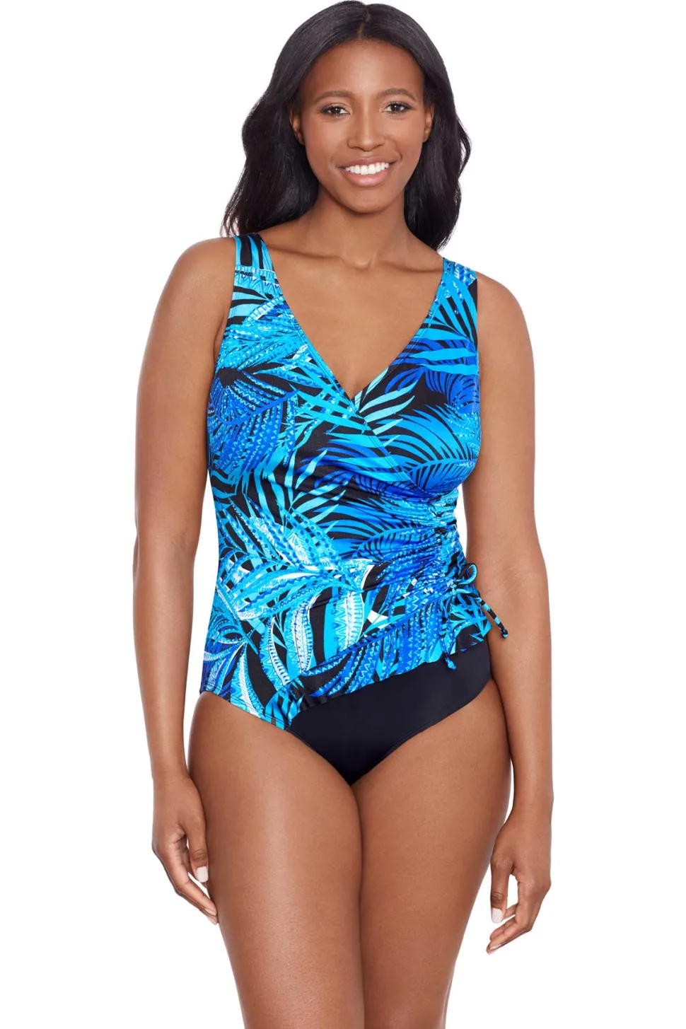 longitude_one_piece_jungl_0.webp Longitude: One Piece Jungle Boogie Ruffle Front Surplice Long Torso Sw