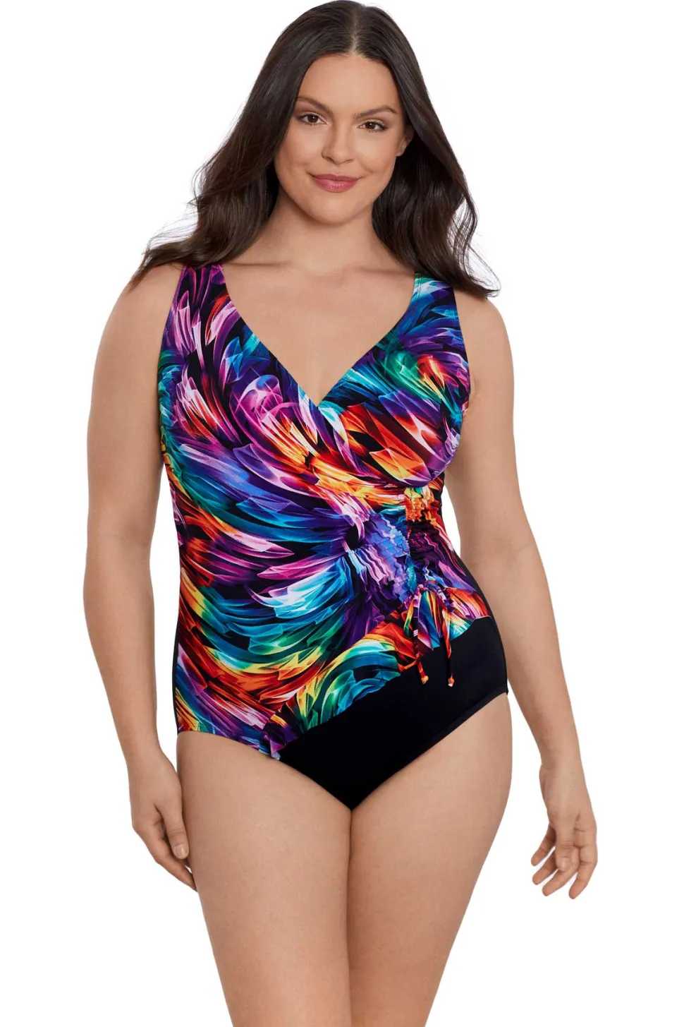 longitude_one_piece_ribbo_0.webp Longitude: One Piece Ribbon Candy Long Torso Ruffle Surplice Swimsuit
