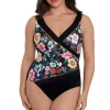 Longitude: One Piece True Romance Long Torso Piped Side Shirred Surpli