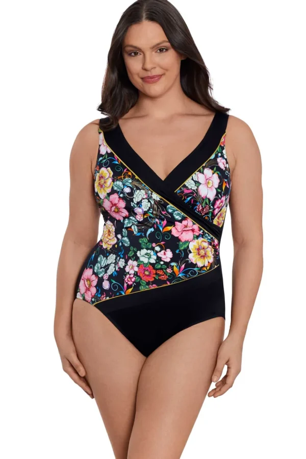 Longitude: One Piece True Romance Long Torso Piped Side Shirred Surpli