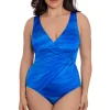 Longitude: One Piece Virtual Wave Ring Front Surplice Long Torso Swims