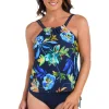 Maxine: Indigo Vineyard High Neck Tankini Top
