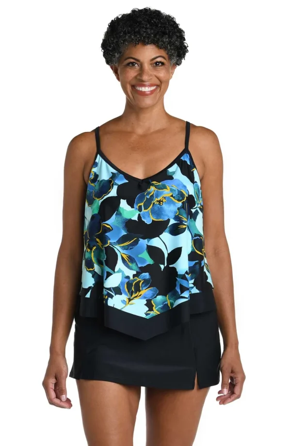 Maxine: Moonlit Garden Flutter Tankini Top