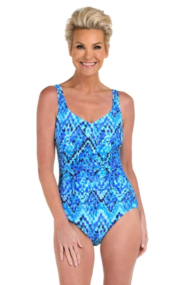 Maxine: One Piece Artisan Ikat Side Shirred Mio Swmsuit
