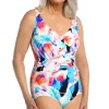 Maxine: One Piece Illusion Blossoms Shirred Surplice