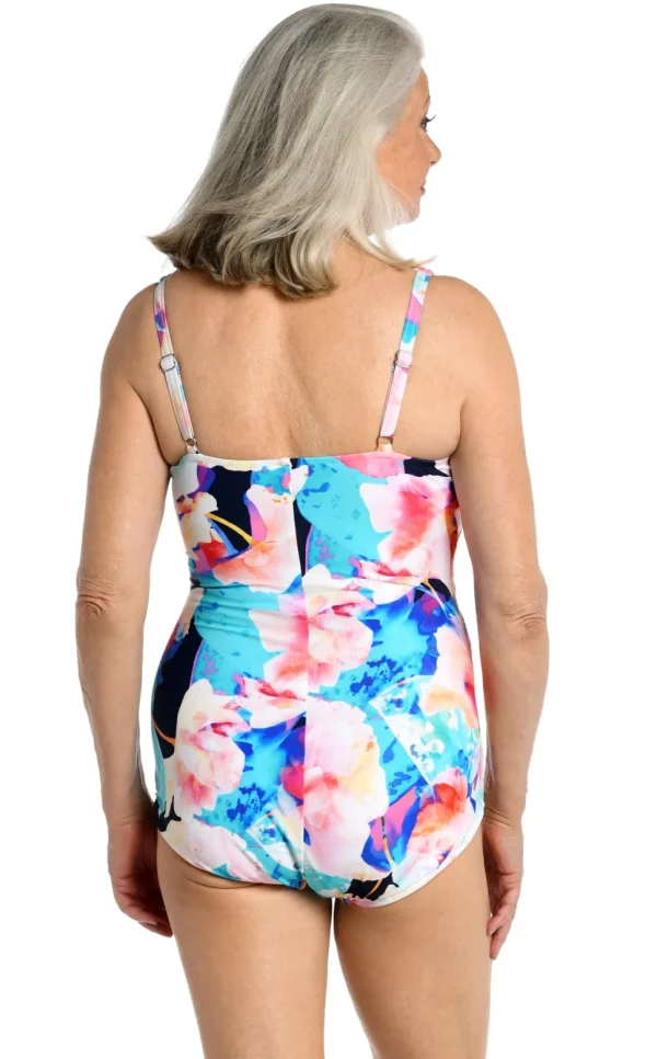 Maxine: One Piece Illusion Blossoms Shirred Surplice