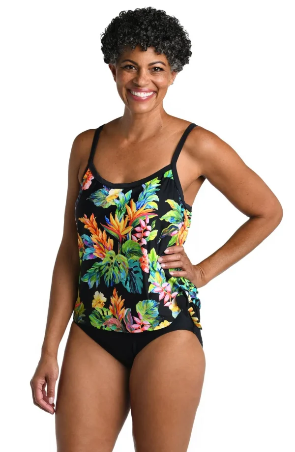 Maxine: One Piece Oahu Oasis Faux Tankini Swimsuit
