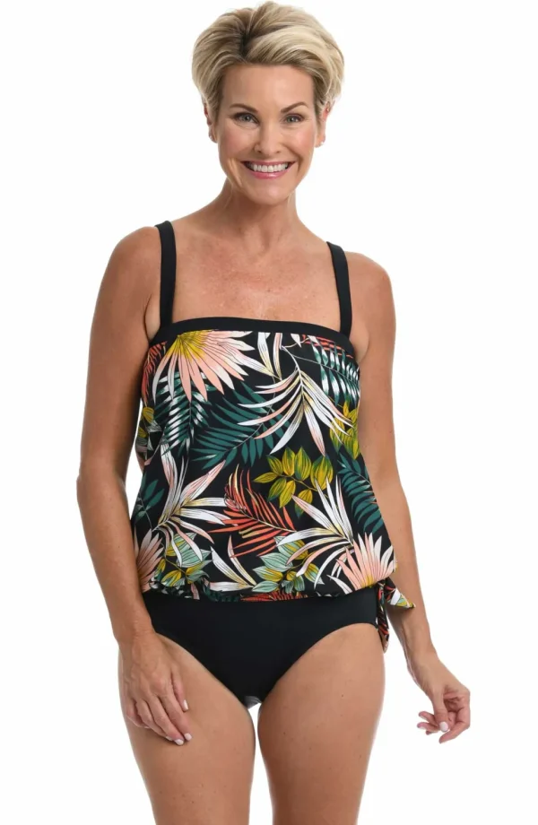 Maxine: Palms & Fronds Blouson Tankini Top