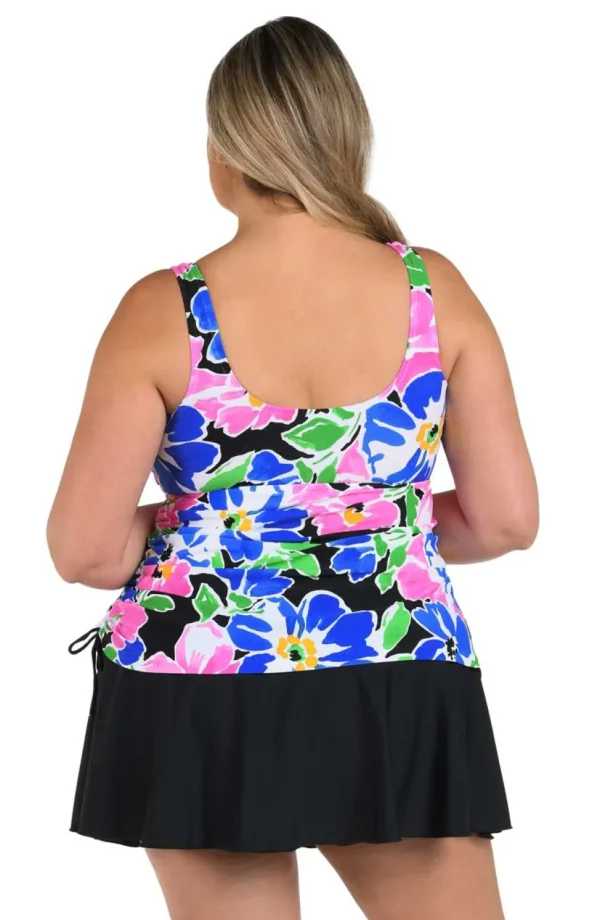 Maxine: Plus Size One Piece Sum Splash Adjustable Tank Swimdress