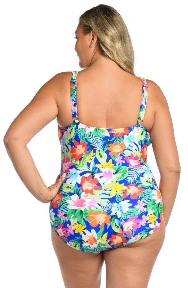 Maxine: Plus Size One Piece Hula Holiday Twist Front Mio
