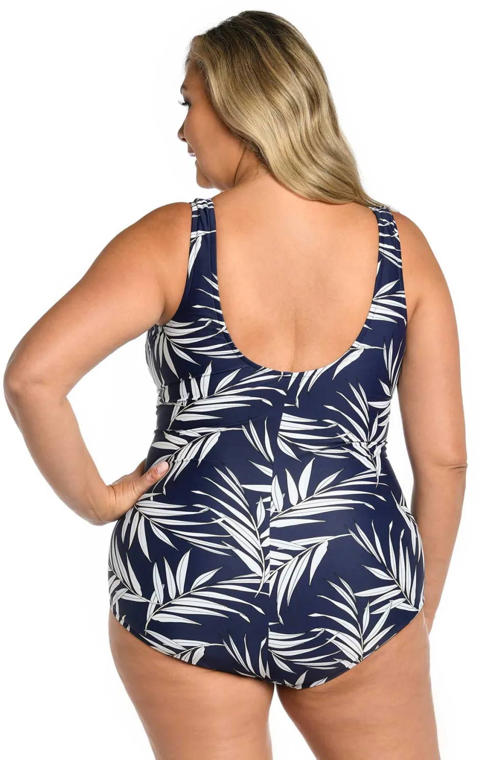 maxine_plus_size_one_piec_1.webp Maxine: Plus Size One Piece Gold Leaf Side Shirred Mio
