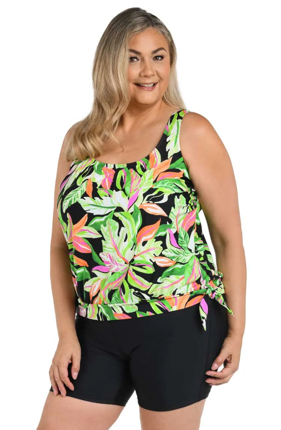 maxine_plus_size_rainfore_0.webp Maxine: Plus Size Rainforest Banded Scoop Blouson Tankini Top