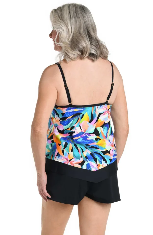 Maxine: Sunset Isle Over The Shoulder Flutter Tankini Top