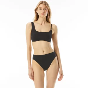 Michael Michael Kors:Signature Solids Logo Chain Bikini Top