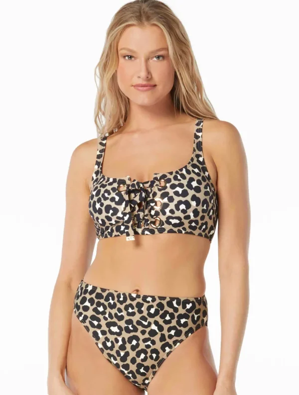 Michael Michale Kors: Graphic Cheetah Lace Up Bralette Top