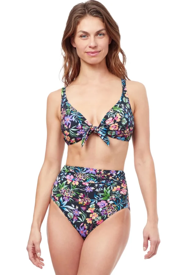 Profile: Flora Tie Front Underwire Bra Bikini Top