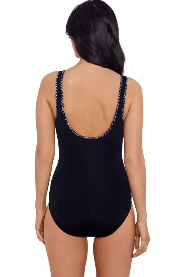 Shapesolver Sport: On Pice Binded Edge Zipper Tank Swimsuit