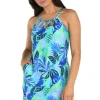 24th & Ocean: Aegean Tropics Cutout High Neck Shift Dress